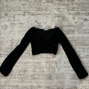 ZARA Elegant Black Women's Top (shiner subtle cheetah print)